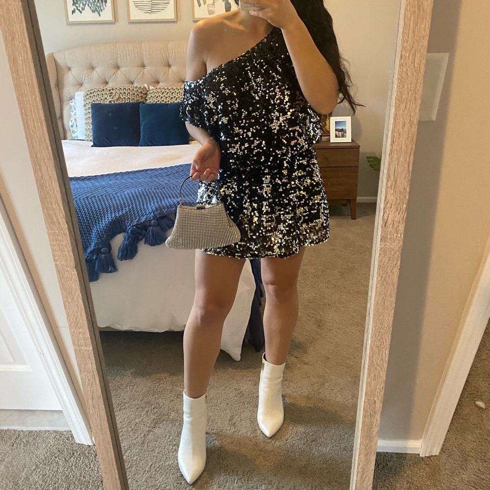 Rare London Sequin Skater Dress